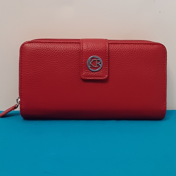 Leather red wallet with ID holder - Picture 8 of 9